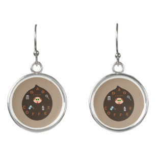 Funny Dad Monster Loves Coffee Drop Earrings