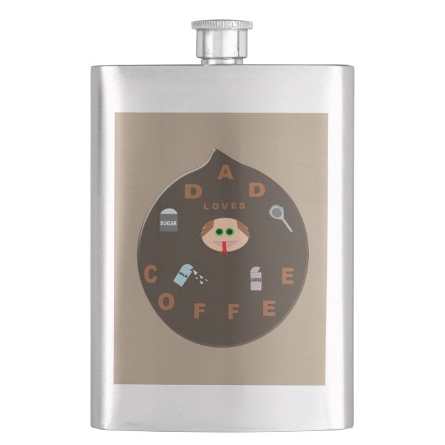 Funny Dad Monster Loves Coffee Flasks (Front)