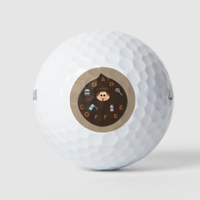 Funny Dad Monster Loves Coffee Golf Ball (Front)