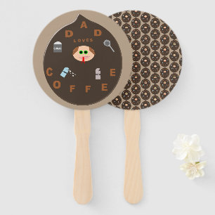 Funny Dad Monster Loves Coffee Hand Fan