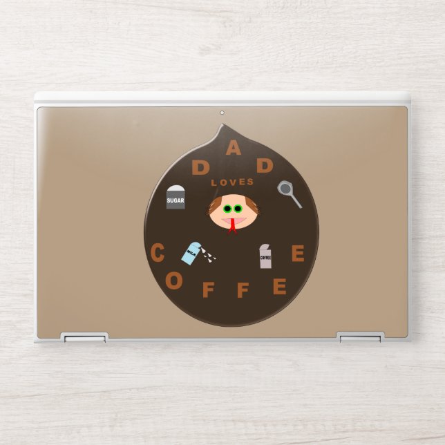 Funny Dad Monster Loves Coffee HP Laptop Skin (Front)