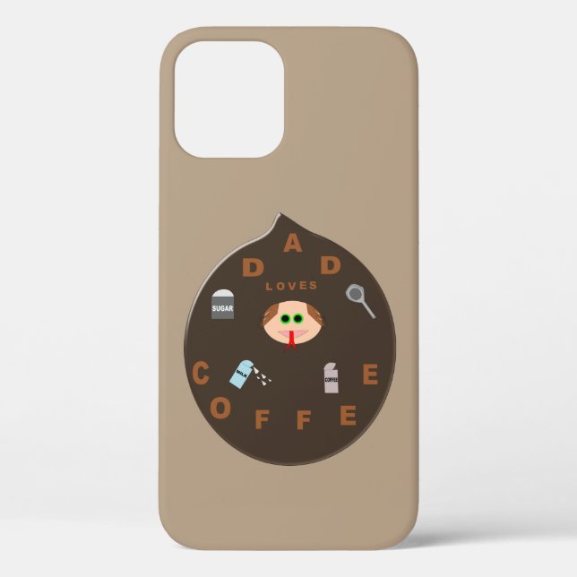 Funny Dad Monster Loves Coffee iPhone Case (Back)