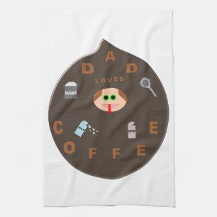 Funny Dad Monster Loves Coffee Kitchen Towel
