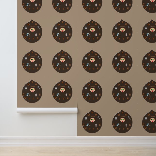 Funny Dad Monster Loves Coffee Patterned Wallpaper (Application)