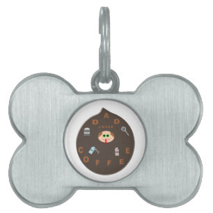 Funny Dad Monster Loves Coffee Pet Tag