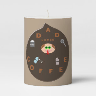 Funny Dad Monster Loves Coffee Pillar Candle