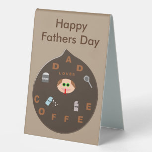 Funny Dad Monster Loves Coffee Poem  Fathers Day Table Tent