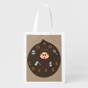 Funny Dad Monster Loves Coffee Reusable Bag