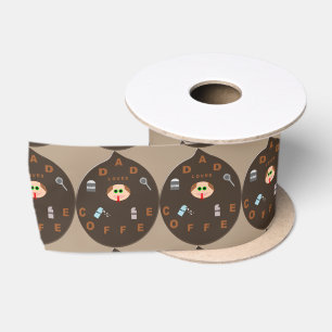Funny Dad Monster Loves Coffee Ribbon