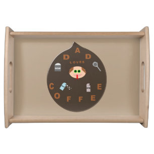 Funny Dad Monster Loves Coffee Serving Tray