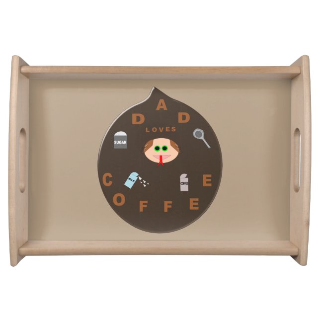 Funny Dad Monster Loves Coffee Serving Tray (Front)