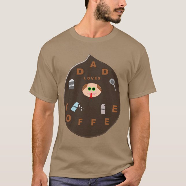 Funny Dad Monster Loves Coffee T Shirt (Front)