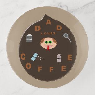Funny Dad Monster Loves Coffee Trinket Tray