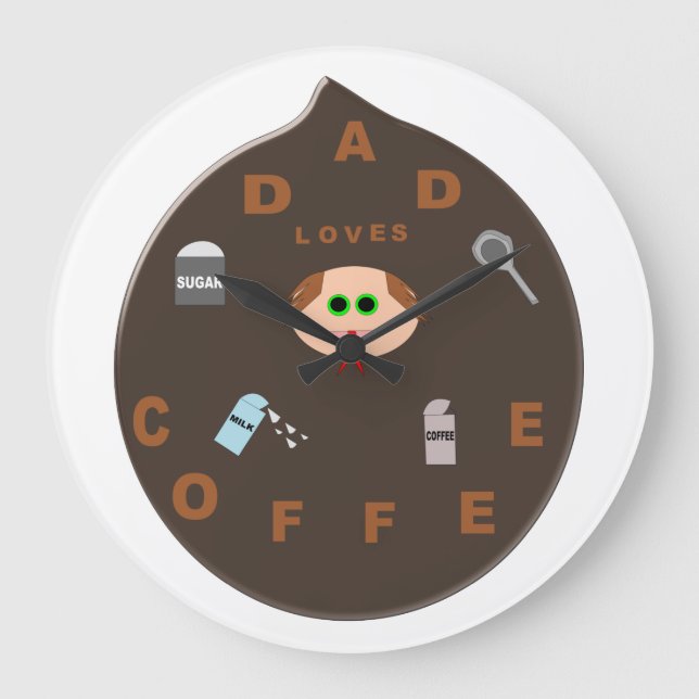Funny Dad Monster Loves Coffee Wall Clock (Front)