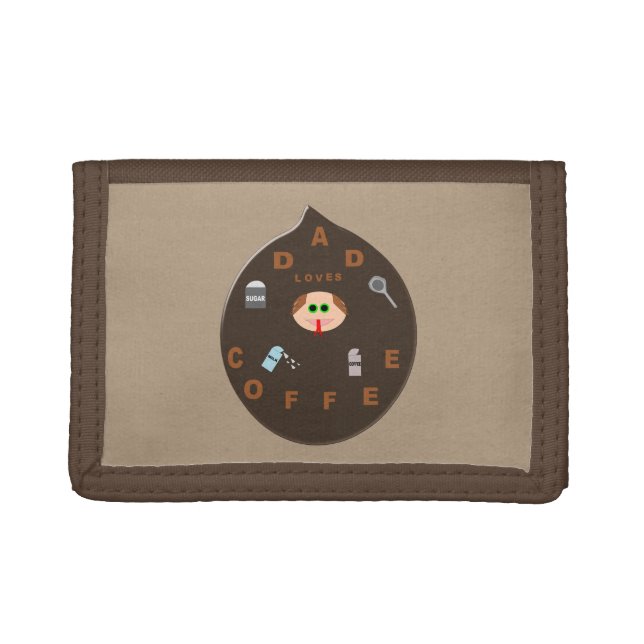 Funny Dad Monster Loves Coffee Wallet (Front)