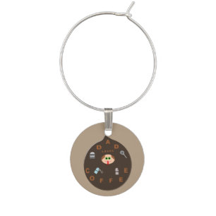 Funny Dad Monster Loves Coffee Wine Charm