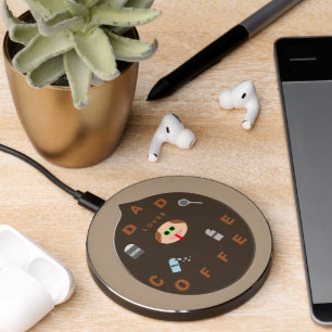 Funny Dad Monster Loves Coffee Wireless Charger