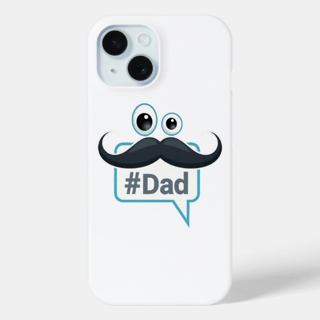 Funny #Dad Mustache Eyes iPhone 15 Case (Back)