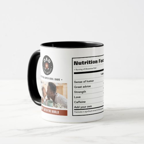 Funny Dad Nutrition Facts Label With Custom Text Mug