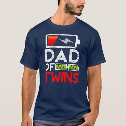 Funny Dad Of Twin Birth Dad Of 2 Fathers Day T_Shirt