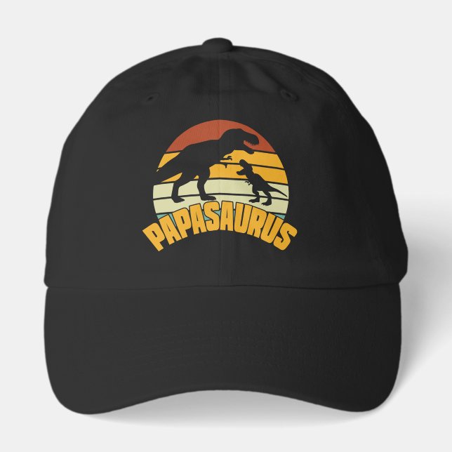 Funny Dad Papa dinosaur word art  Hat (Front)