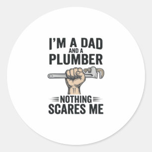 Funny Dad Plumber Vintage Engraving Shirt Design_1 Classic Round Sticker