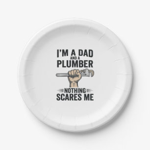 Funny Dad Plumber Vintage Engraving Shirt Design_1 Paper Plates