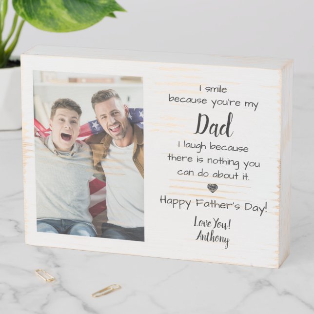 Funny Dad Poem Personalized Photo Father's Day  Wooden Box Sign (In Situ Horizontal)