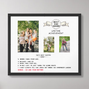 Funny Dad Quotes, Best Dad Award Family Photo Framed Art