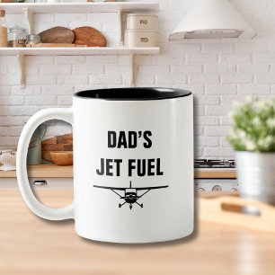 Funny Dad’s Jet Fuel Cessna Airplane Birthday Two-Tone Coffee Mug
