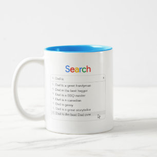 Funny Dad Search Custom Autocomplete Phrases Two-Tone Coffee Mug