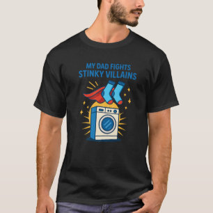 Funny Dad Socks Superhero Washing Machine Fathers T-Shirt