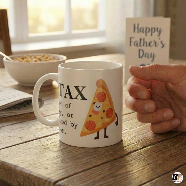 Funny "Dad Tax" Definition & Cute Pizza Graphic Cu Coffee Mug (Creator Uploaded)