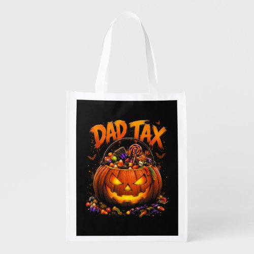 Funny Dad Tax Halloween Pumpkin Grocery Bag