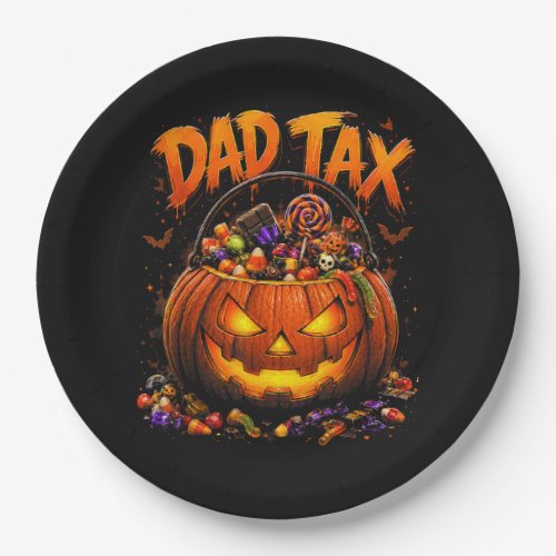 Funny Dad Tax Halloween Pumpkin Paper Plates