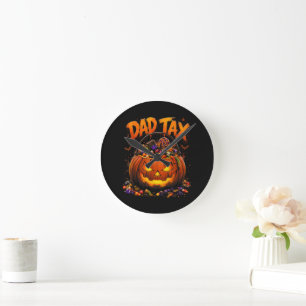 Funny Dad Tax Halloween Pumpkin Round Clock