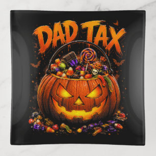 Funny Dad Tax Halloween Pumpkin Trinket Tray