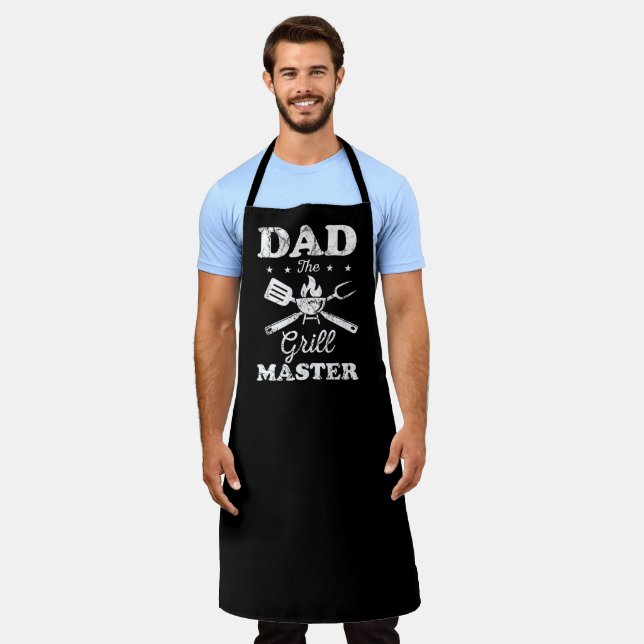 Funny Dad The Grill Master Black and White Apron (Worn)