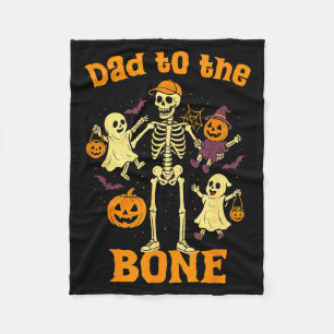 Funny Dad To The Bone Skeleton With Kids Halloween Fleece Blanket