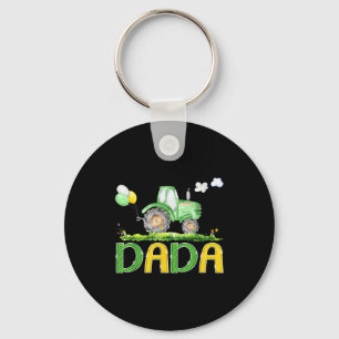 Funny Dada Birthday Boy Tractor Farm Truck Matchin Keychain