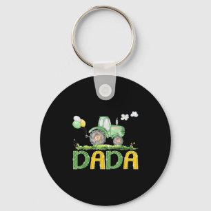 Funny Dada Birthday Boy Tractor Farm Truck Matchin Keychain