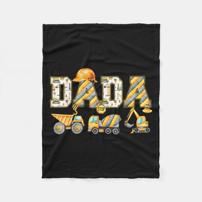 Funny Dada Construction Excavator Kids Matching Fa Fleece Blanket (Front)