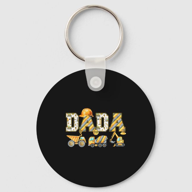 Funny Dada Construction Excavator Kids Matching Fa Keychain (Front)