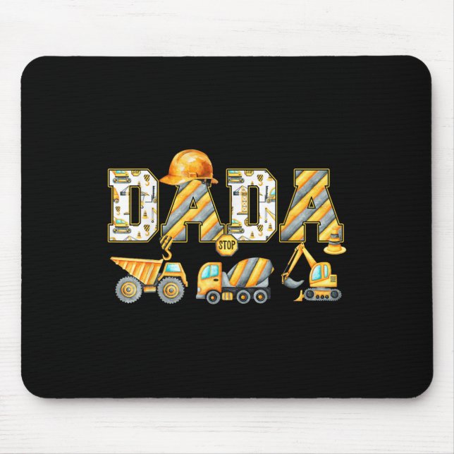 Funny Dada Construction Excavator Kids Matching Fa Mouse Pad (Front)