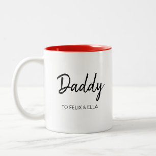 Funny Daddy Gift, Father's Day Kids Names Script Two-Tone Coffee Mug