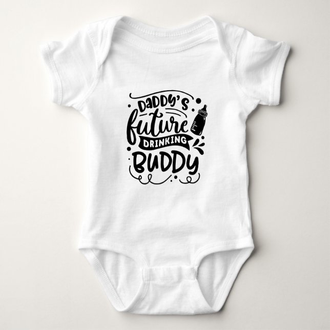 funny Daddy's future drinking buddy word art Baby Bodysuit (Front)