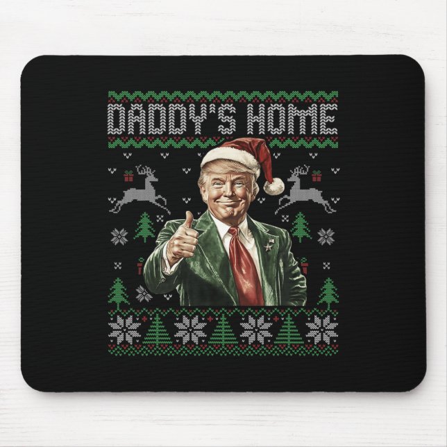 Funny Daddy's Home Trump Ugly Christmas Sweater Xm Mouse Pad (Front)