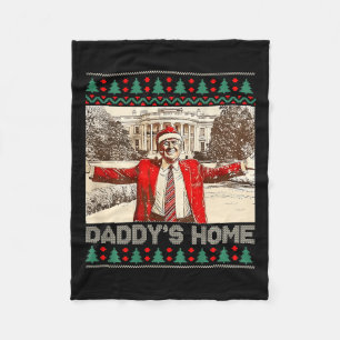 Funny Daddy's Home Trump Ugly Christmas Xmas Pajam Fleece Blanket
