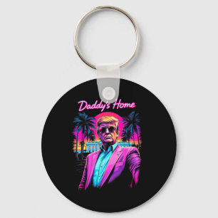 Funny Daddys Home White House Trump Pink 2024 Keychain