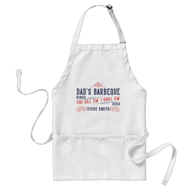 Funny Dad's Barbeque Apron For Men Personalized (Front)
